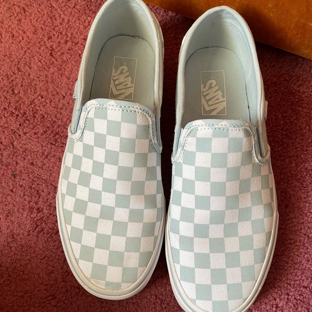 baby blue checkerboard vans